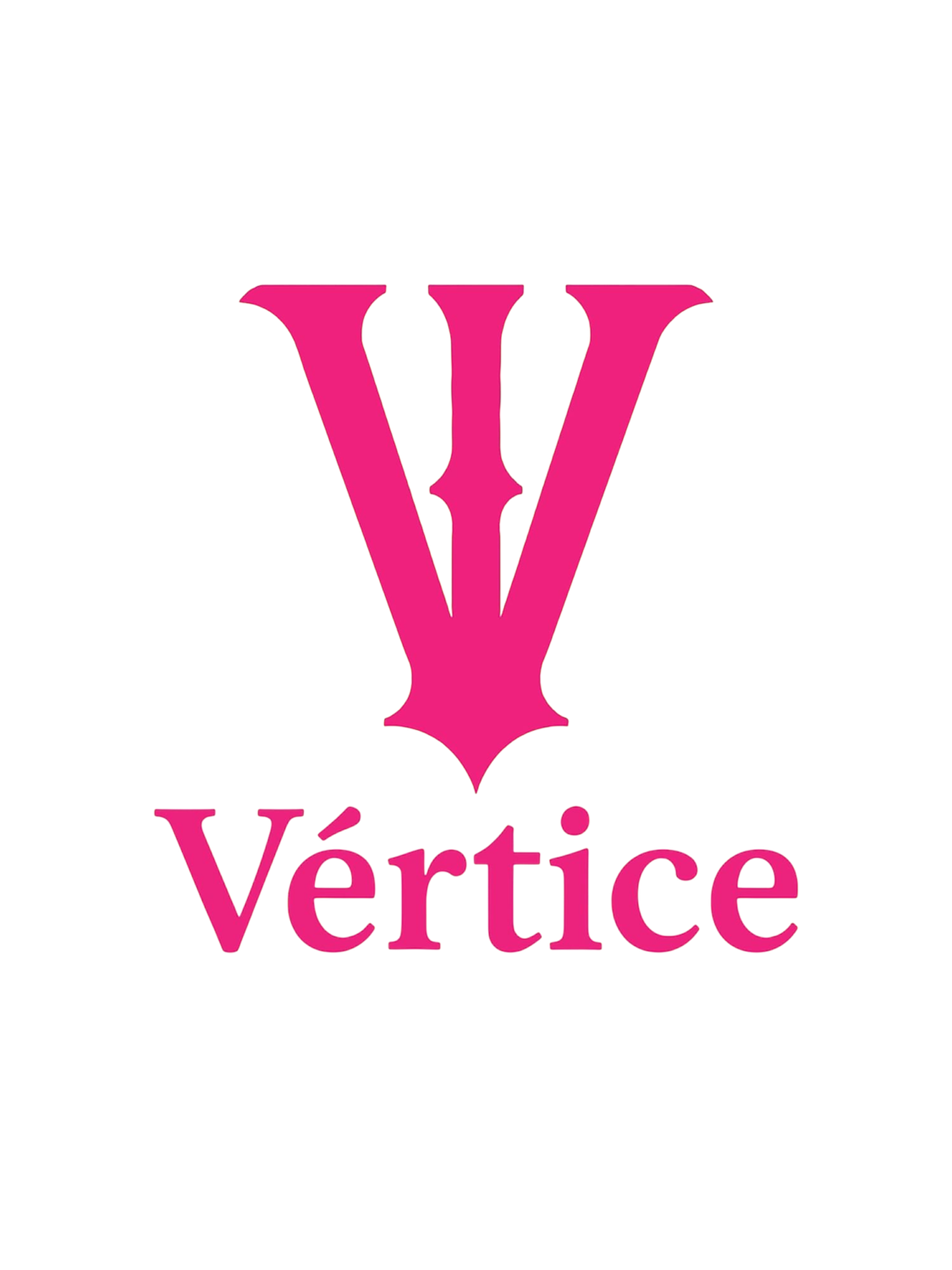 Pink 'Vértice' logo on a white background